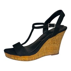 Charles by Charles David Size 7.5 Black and cork wedges